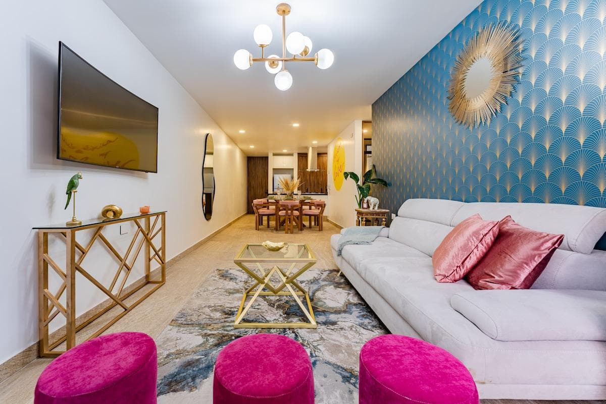 Los muebles de esta estancia fueron hechos a medida para lograr este magnifico diseño.